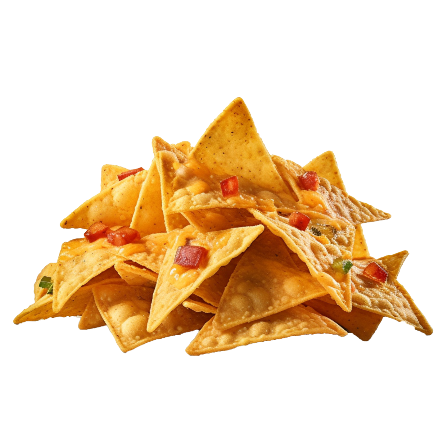 a pile of chips on a white background