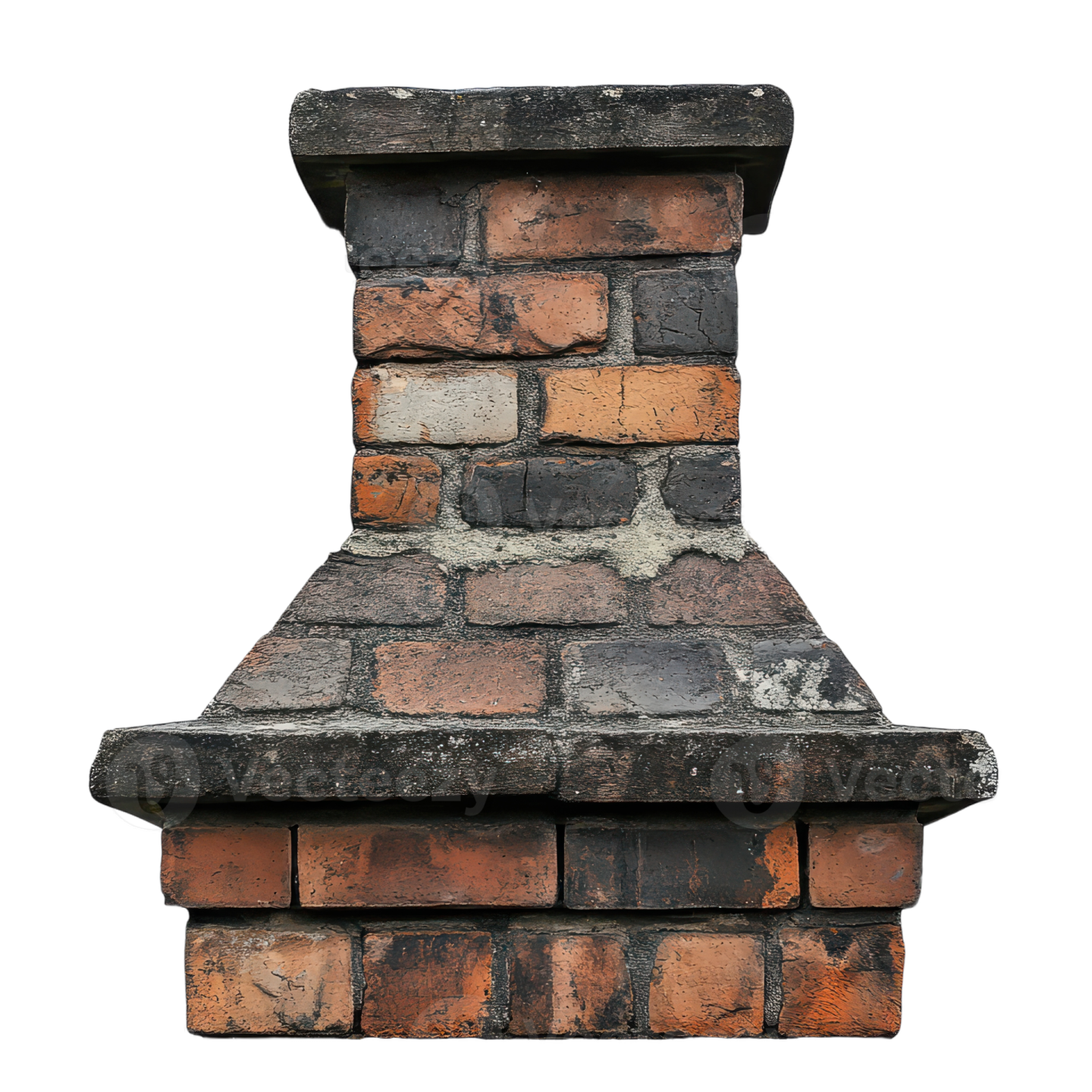 a brick chimney on a white background