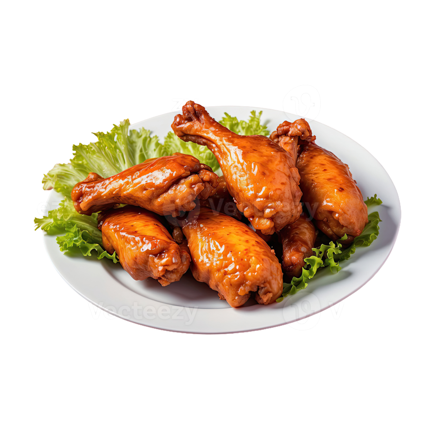 a plate of chicken wings on a white background