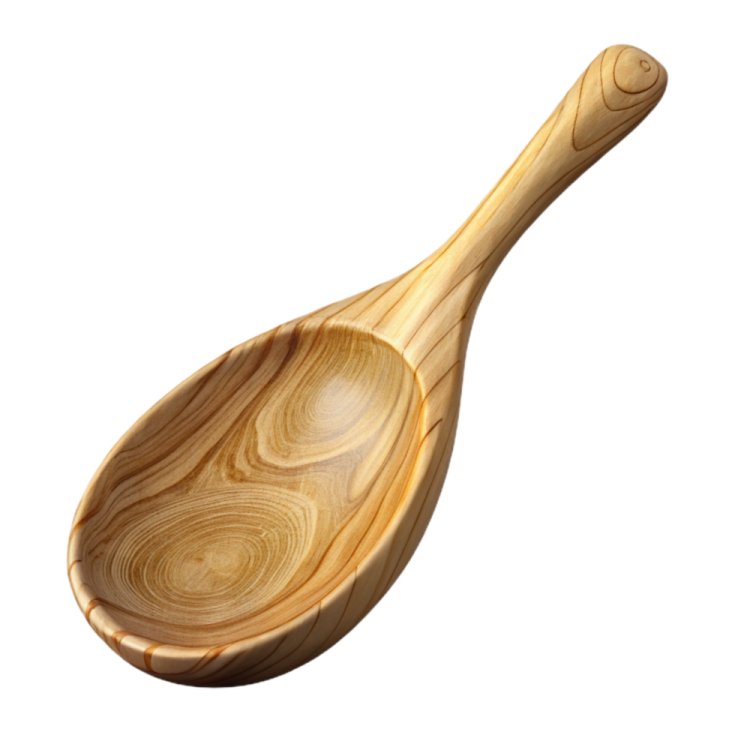 a wooden spoon on a white background