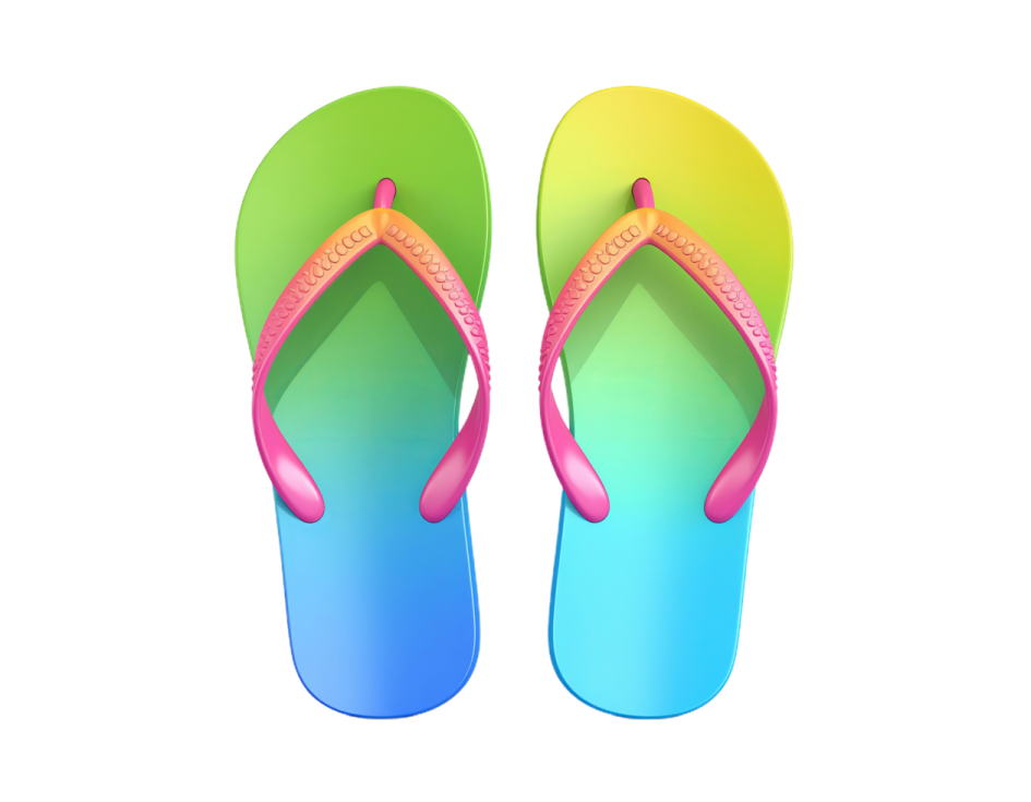 a pair of colorful flip flops