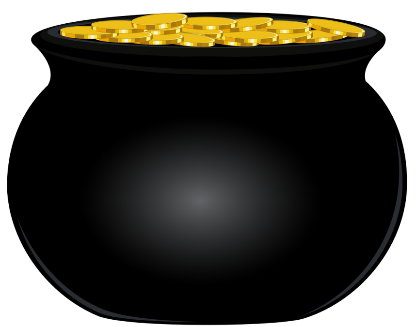 a pot full of gold coins