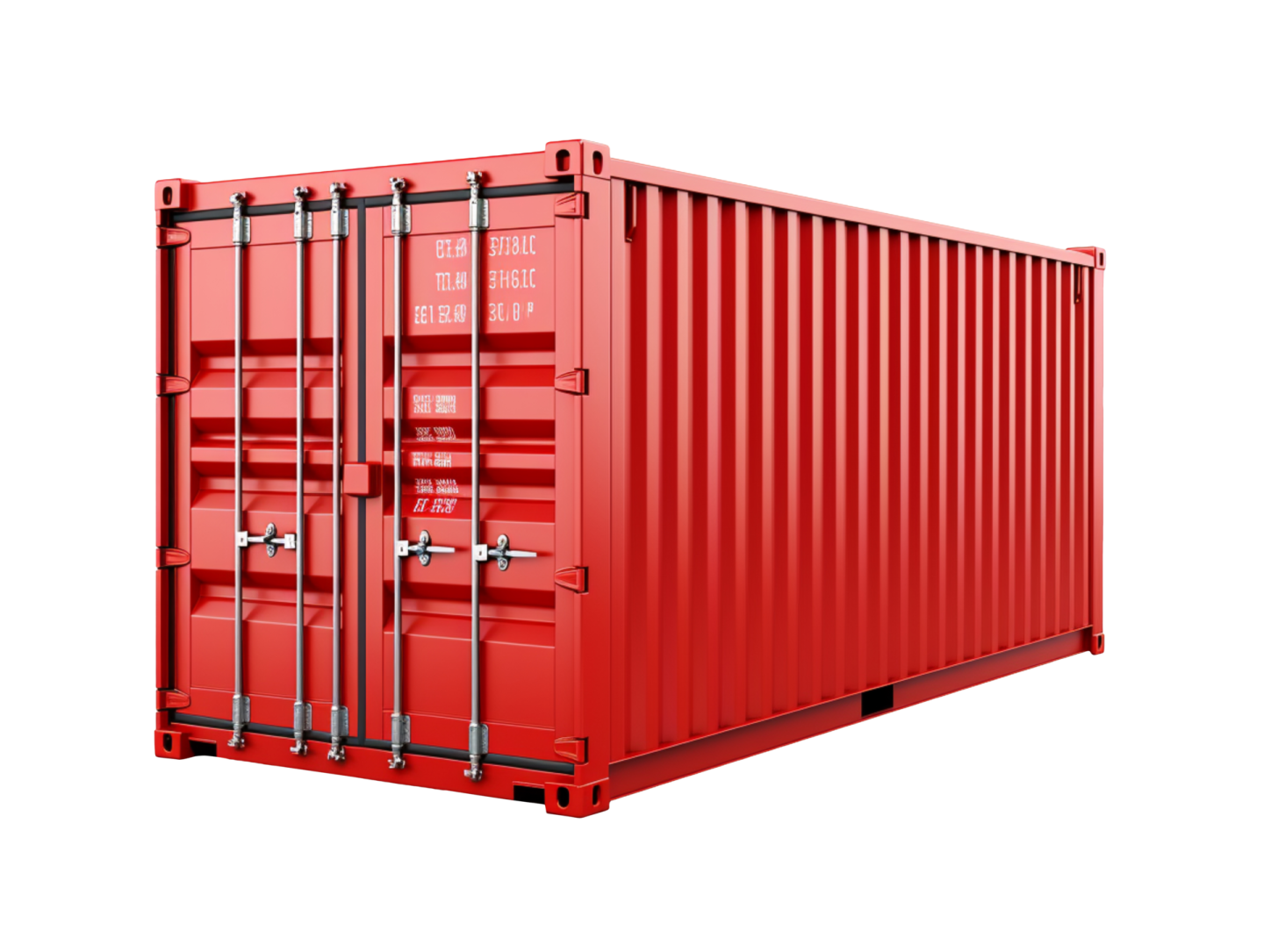 a red shipping container on a white background