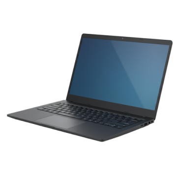a black laptop with a blue screen