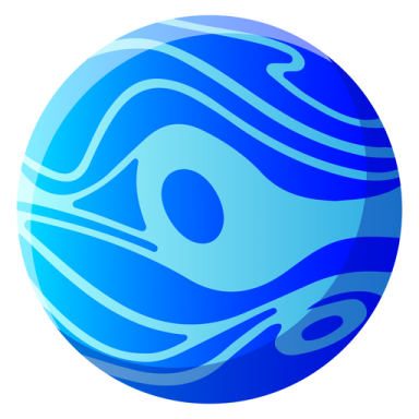 a blue sphere with waves on it