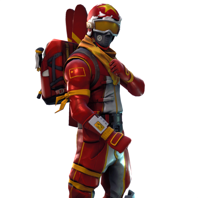 a man in a red and yellow suit with a backpack on his back