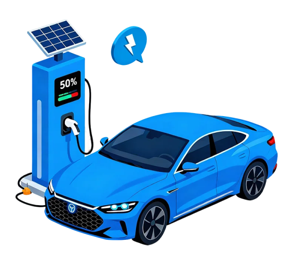 an electric car at a charging station