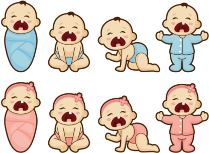 a set of babys with different expressions