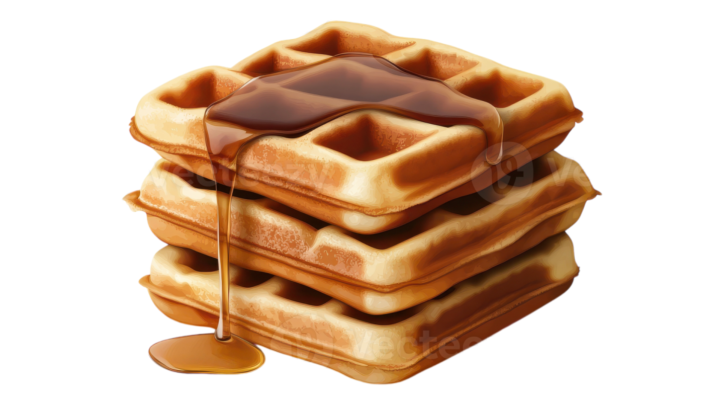 a stack of was with syrup on top