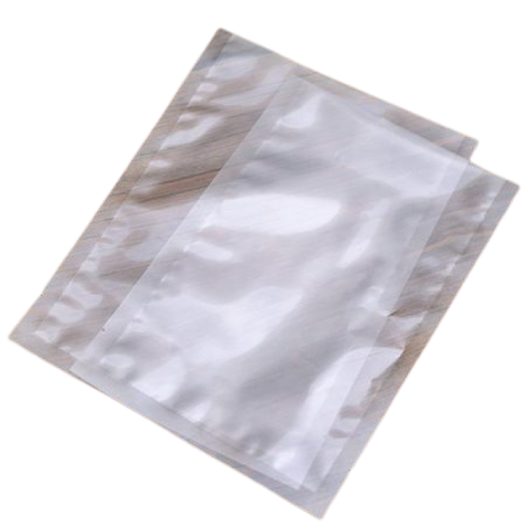 a clear plastic bag with a white background