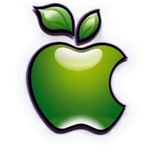 a green apple with leaves on it
