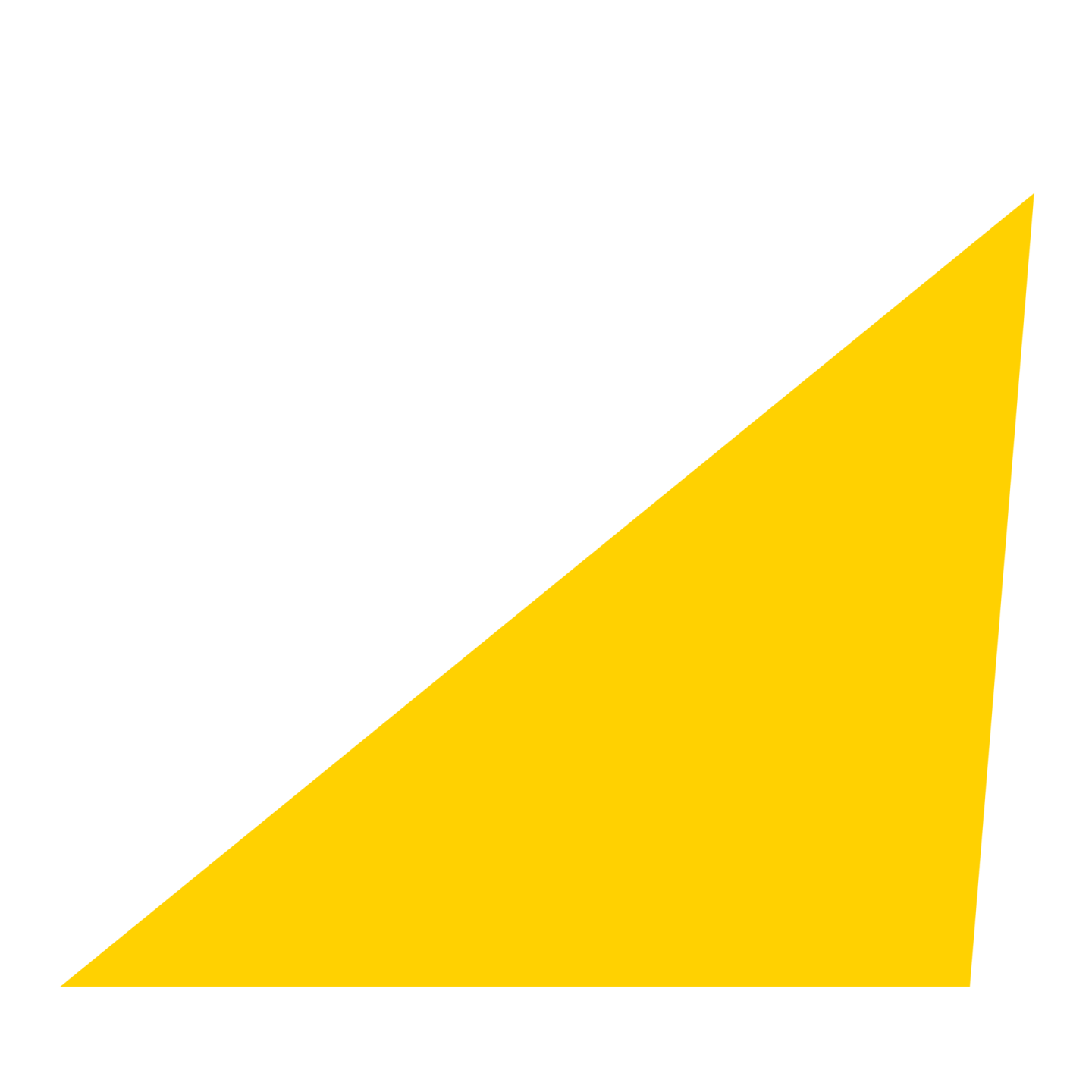 a yellow triangle on a white background
