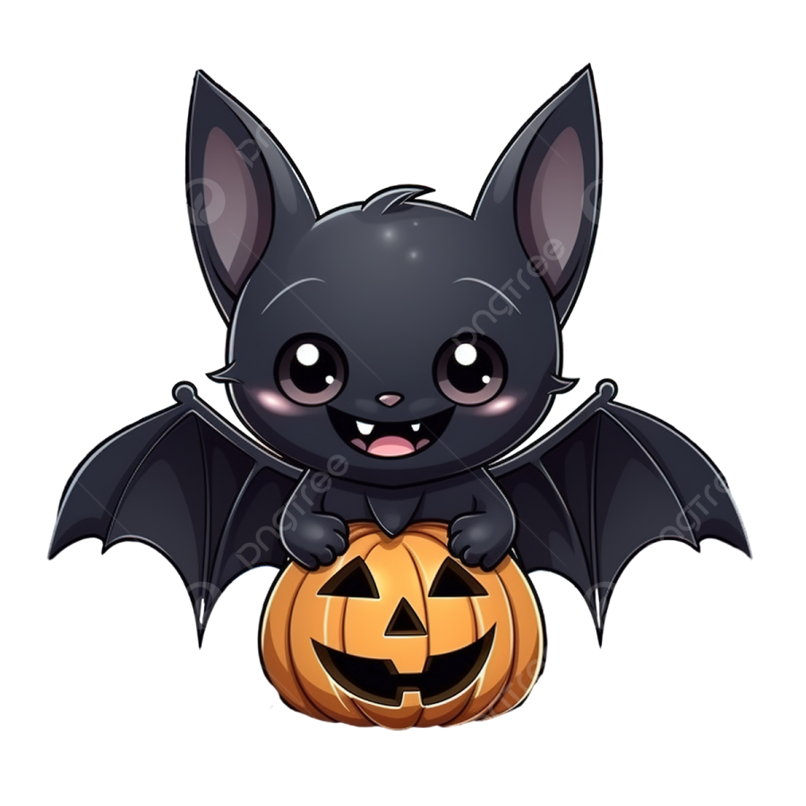 a cartoon bat with a halloween pumpkin