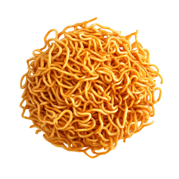 a pile of noodles on a white background