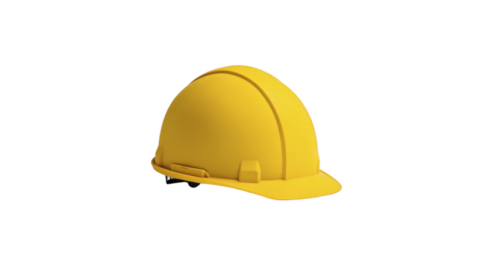 a yellow hard hat on a white background