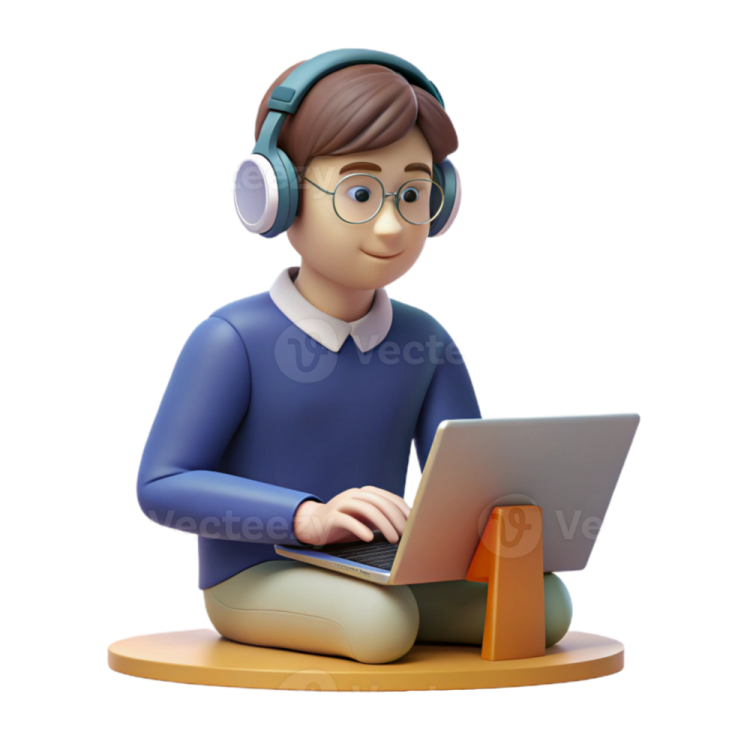 a person wearing headphones and using a laptop