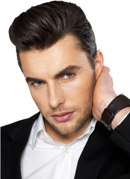 a man wearing a black jacket and white shirt