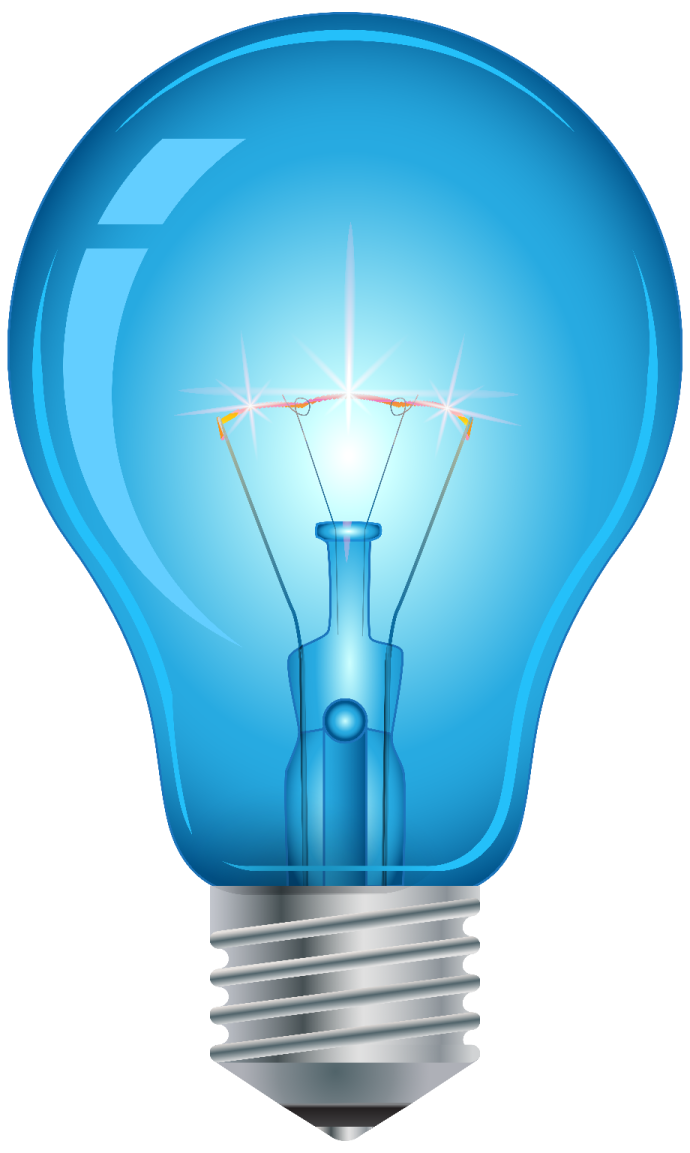 a blue light bulb with a white background
