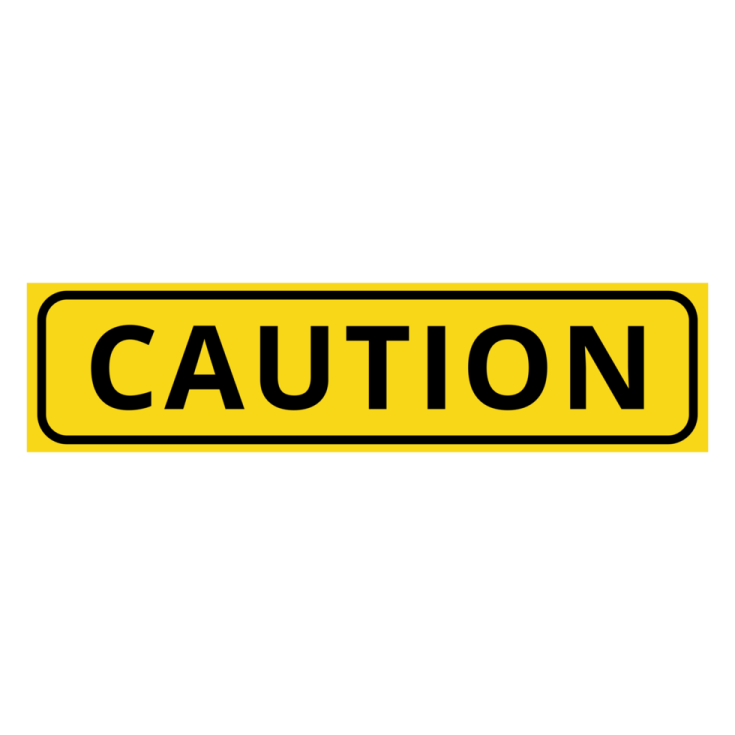 a caution sign on a white background
