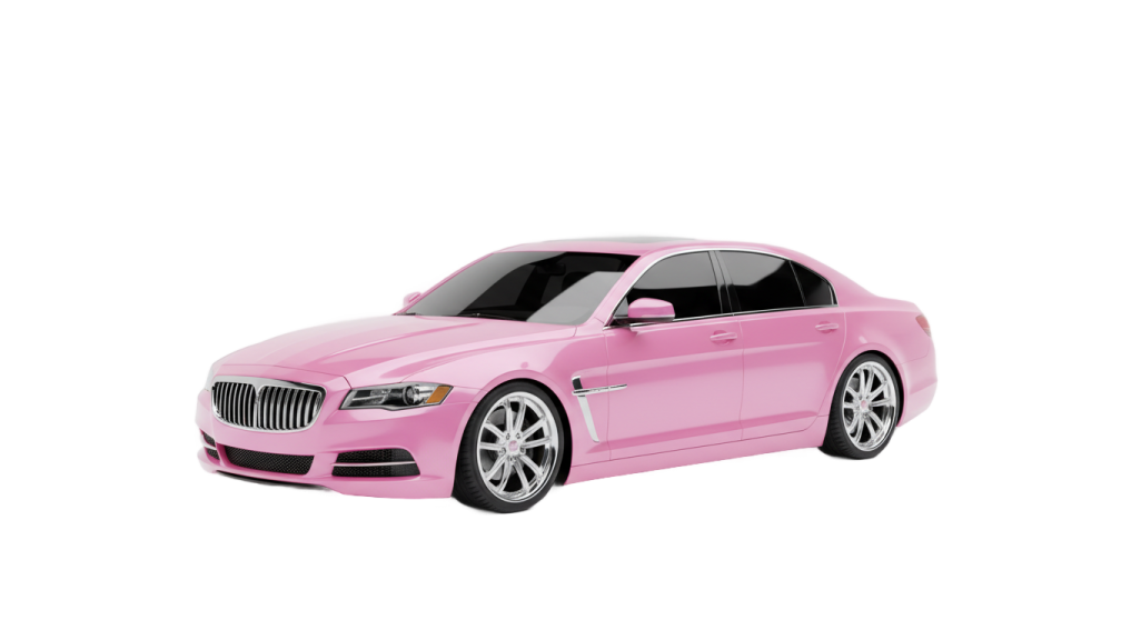 a pink car on a white background