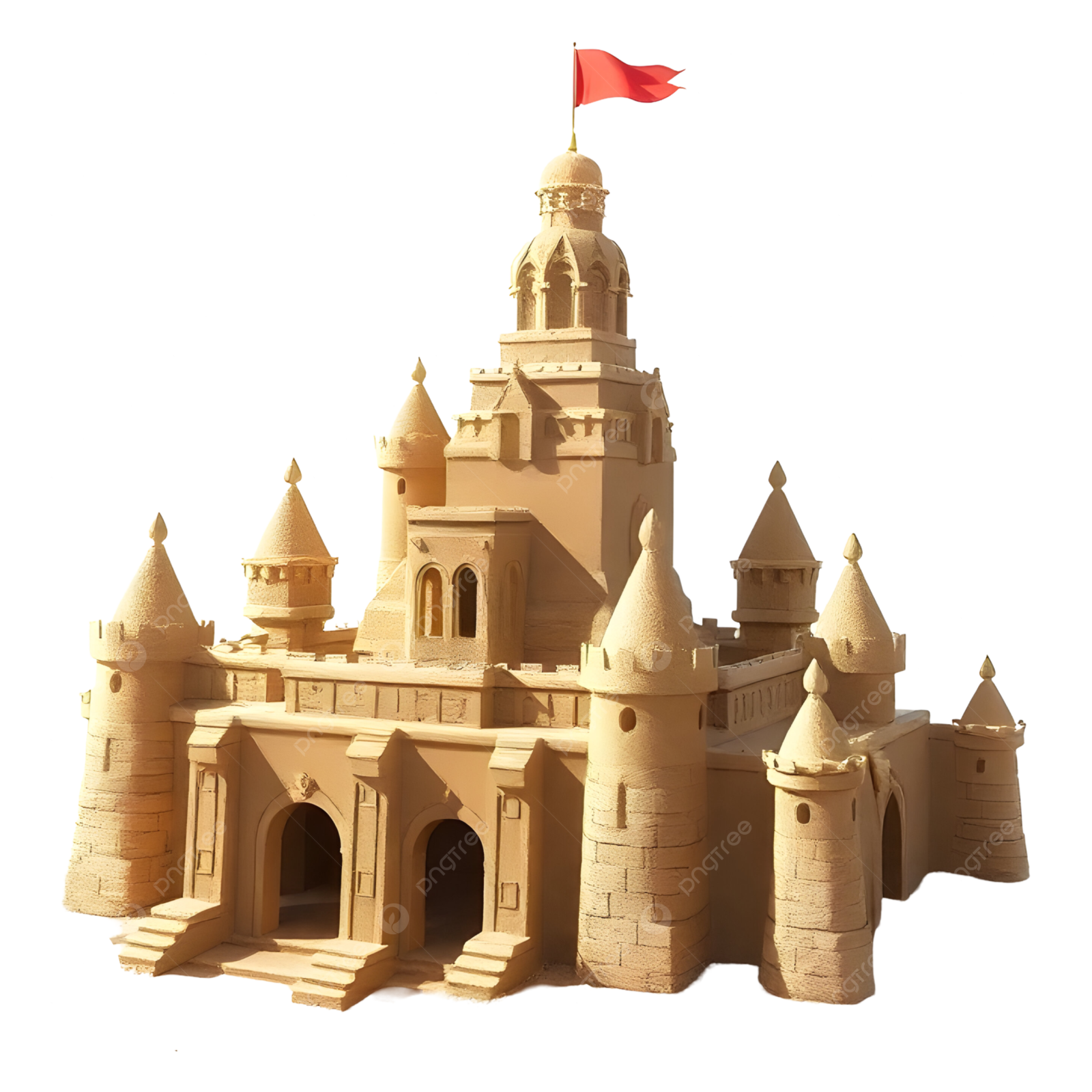 a sand castle on a white background