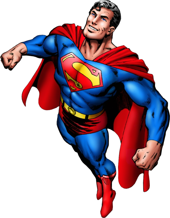a cartoon superman flying through the air