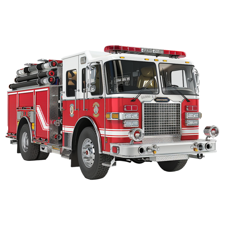 a red fire truck on a white background
