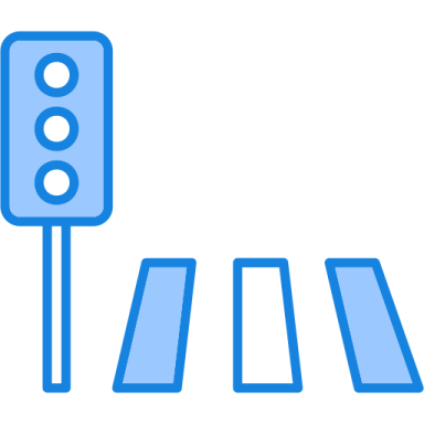 a blue traffic light on a white background