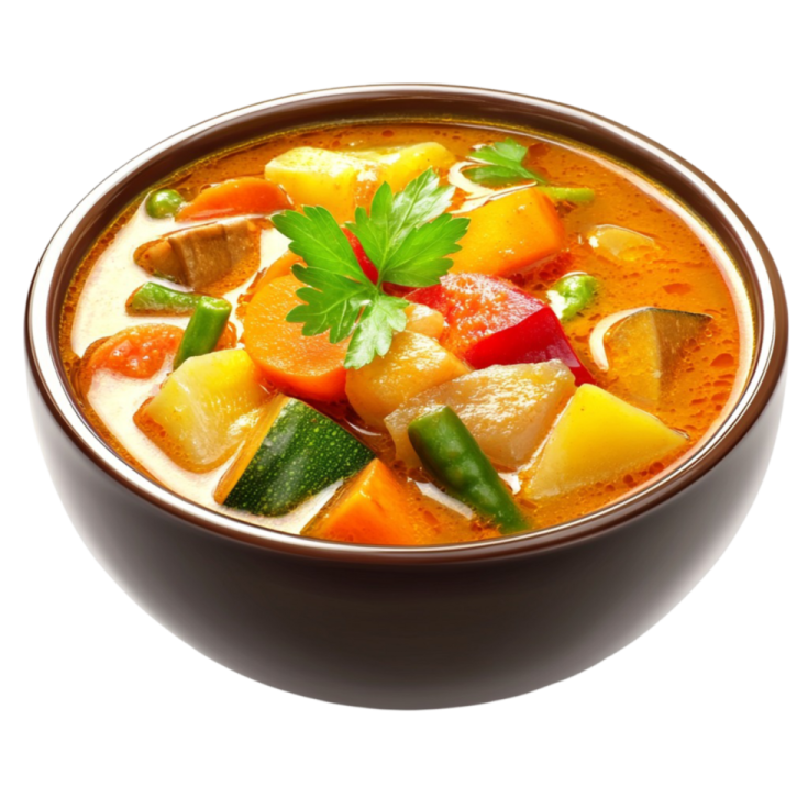 a bowl of soup with vegetables and meat