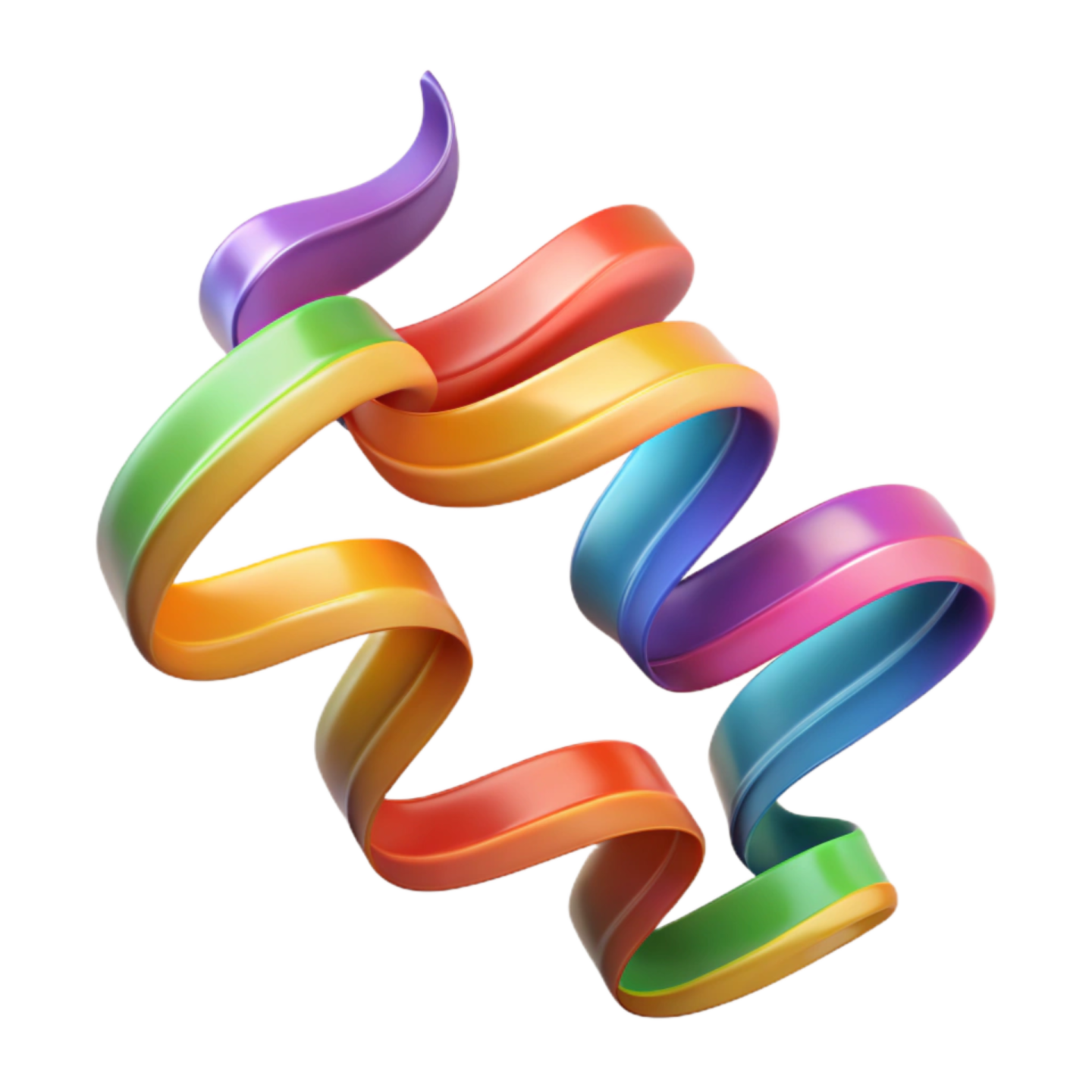 a group of colorful ribbons on white background