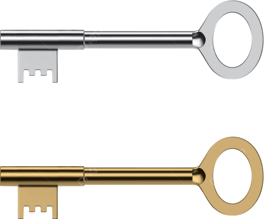 an open and closed key on a white background