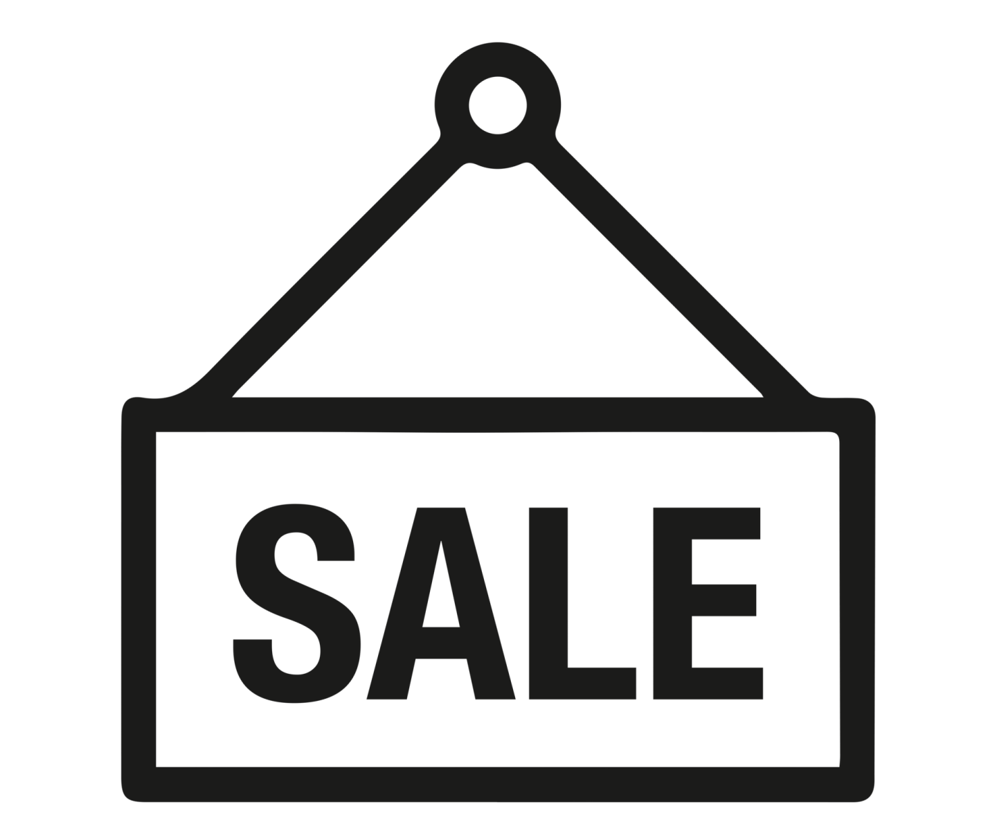 a black and white sign with the word sale