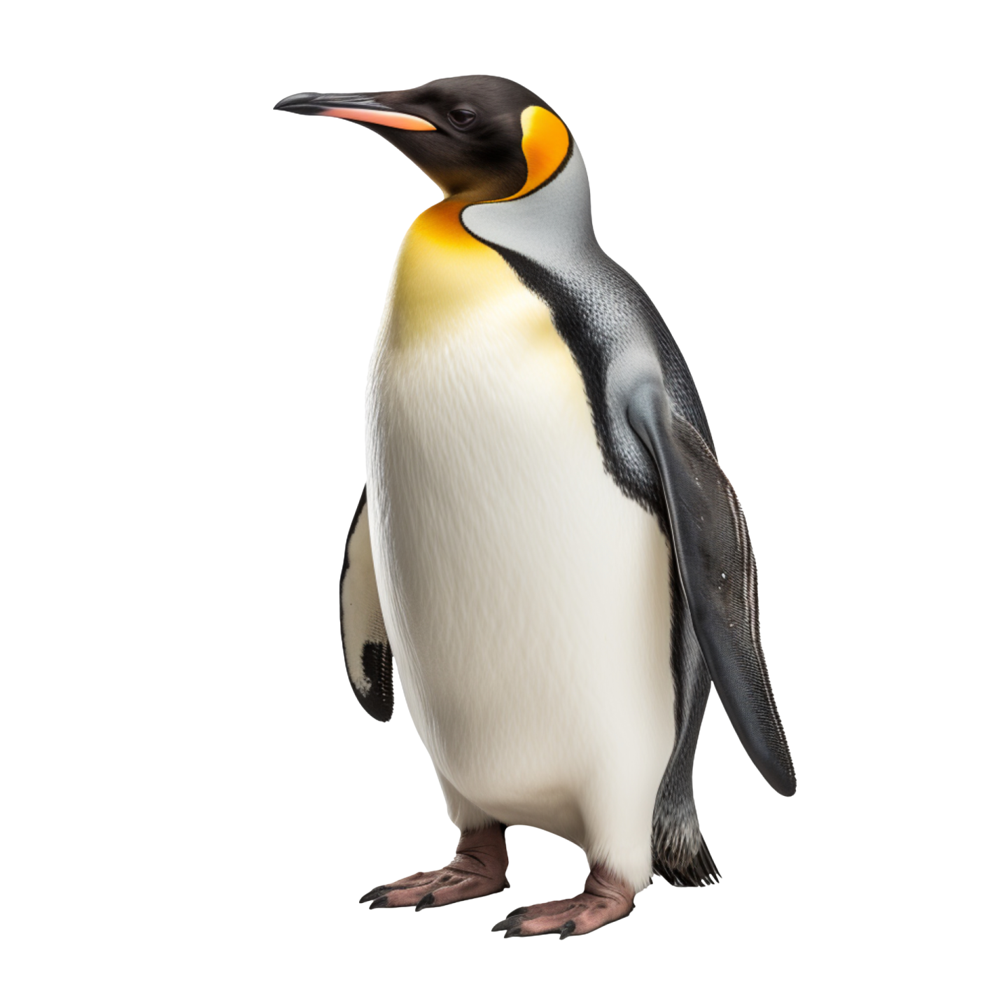 a penguin standing on top of a white surface