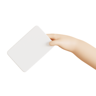 a hand holding a white business card