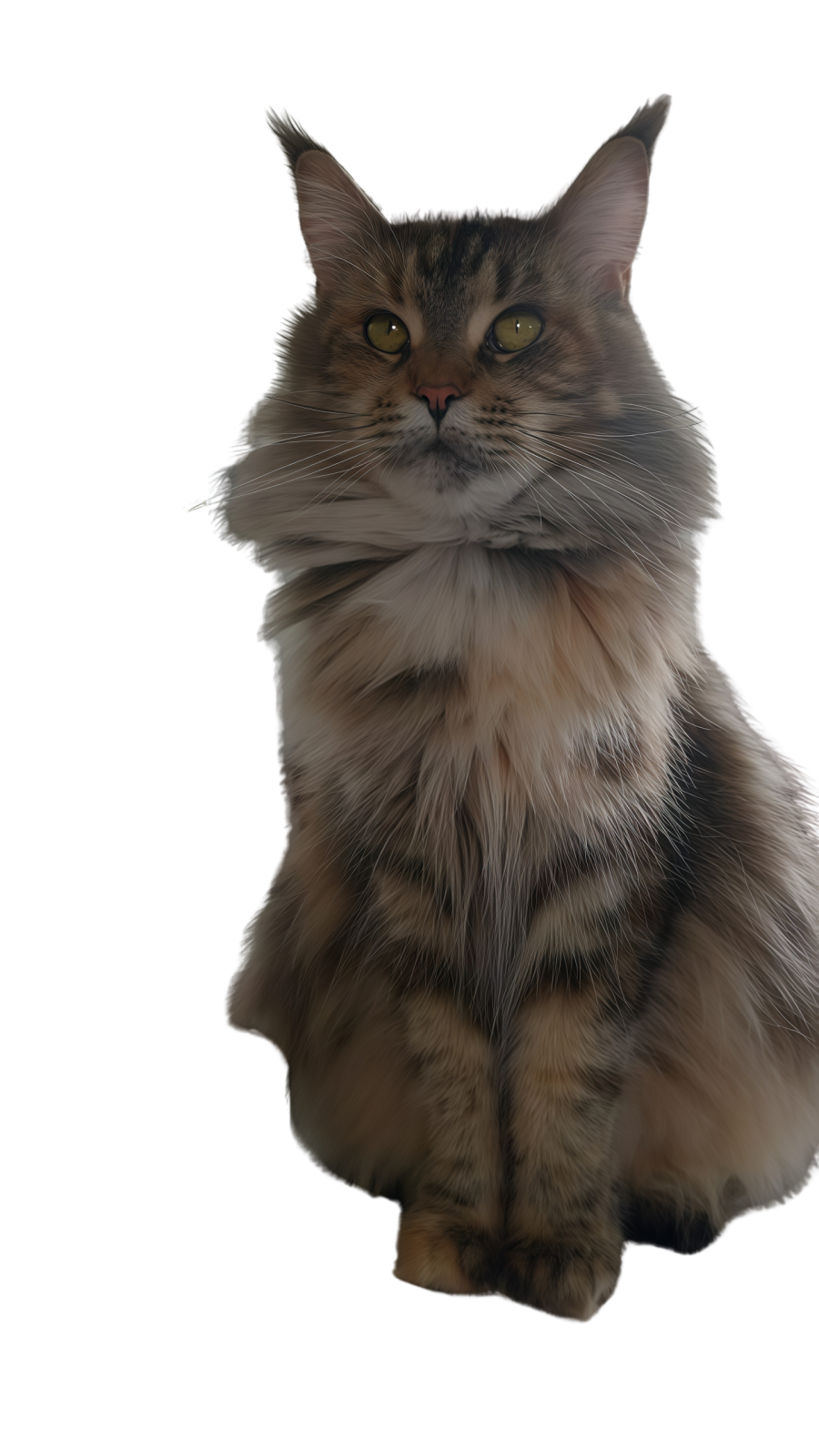 a long haired cat sitting on the floor
