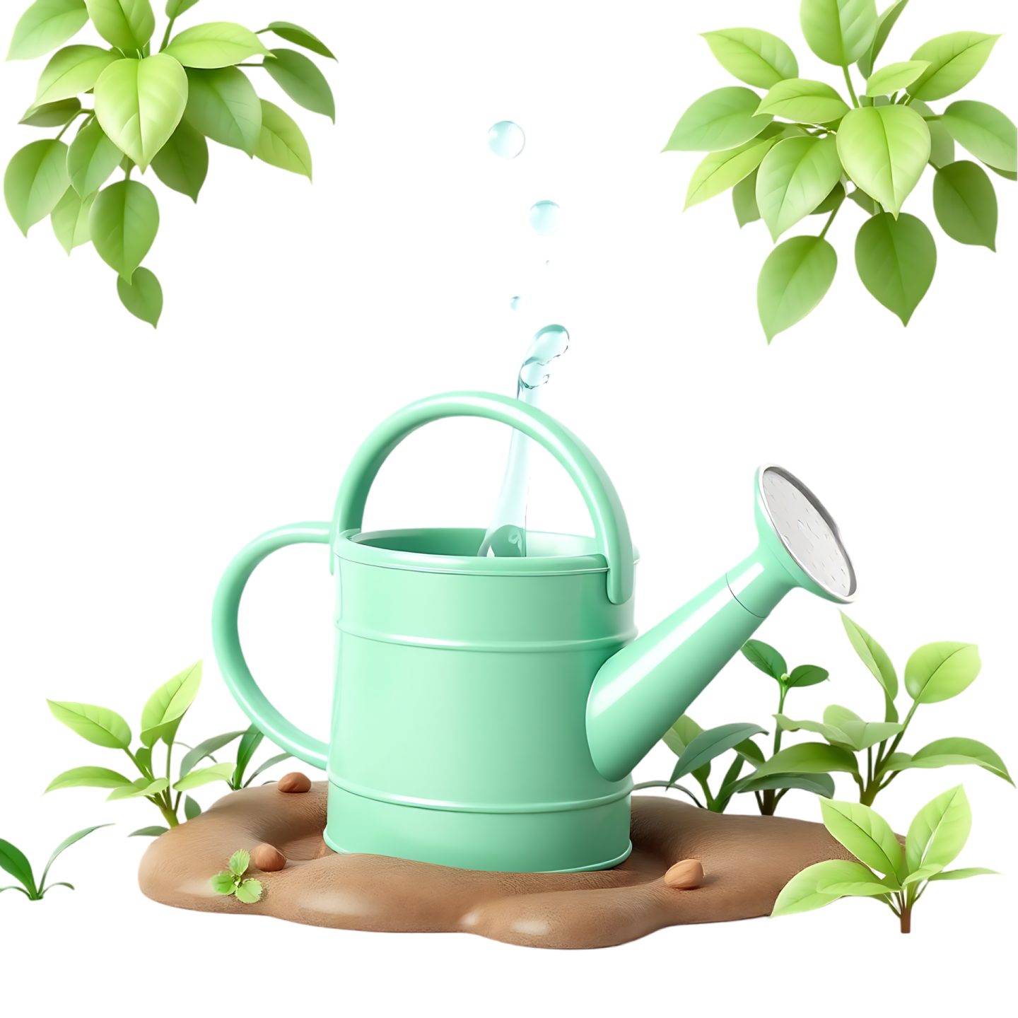 an illustration of a watering pot on the ground