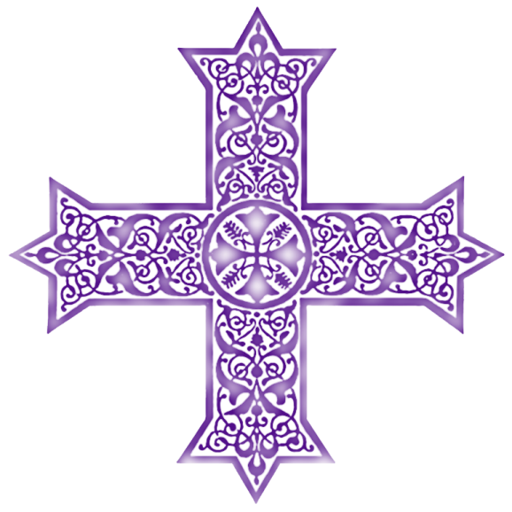 a purple cross with an intricate design