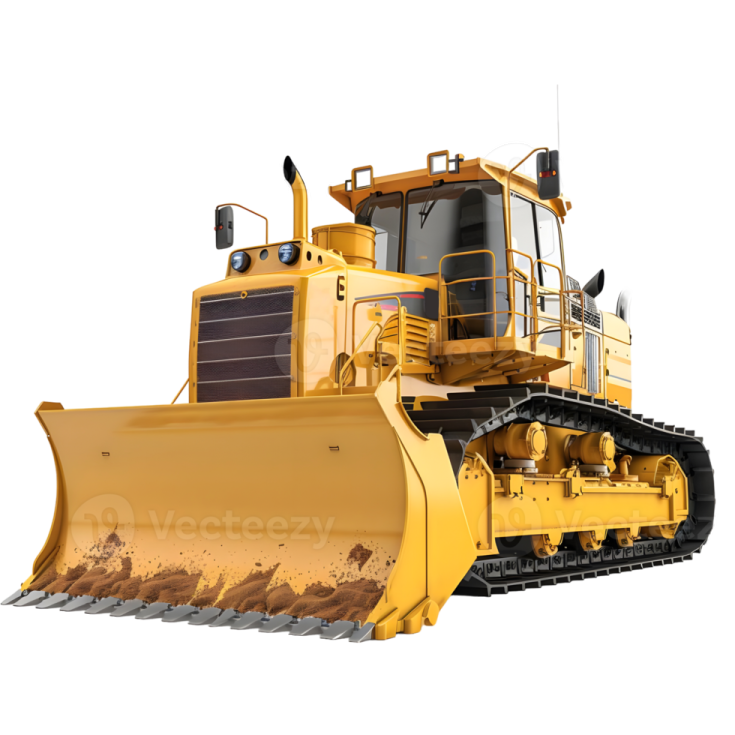 a large yellow bull tractor on a white background