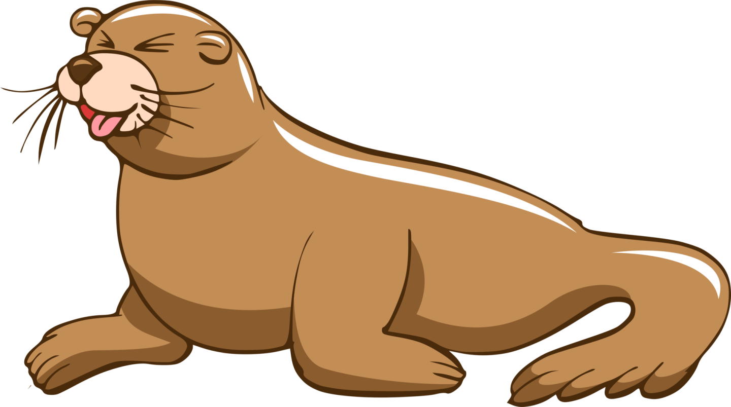 a cartoon sea lion with its mouth open
