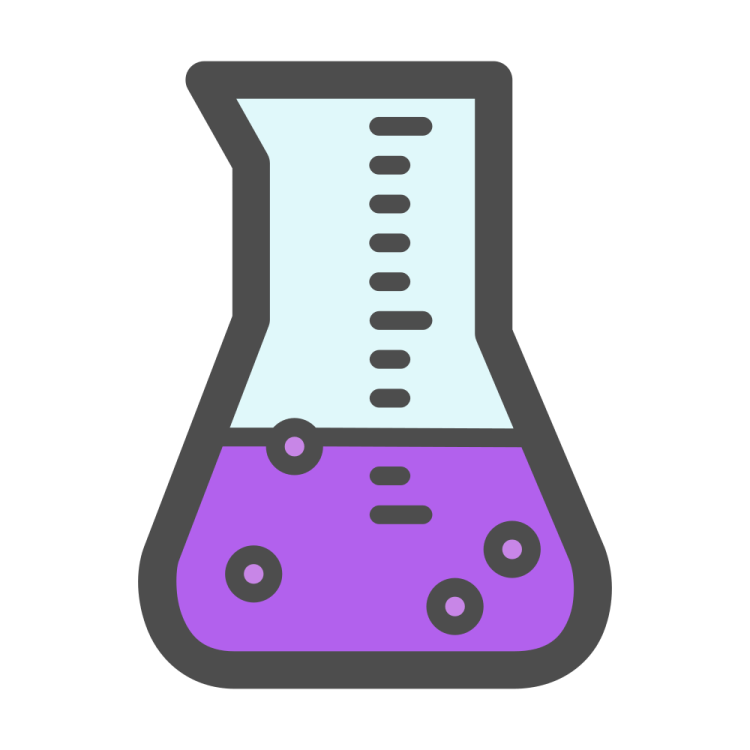 a beakle filled with purple liquid
