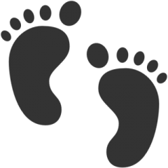 a pair of footprints on a white background