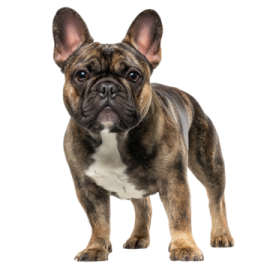 a small brown and white dog standing on a white background