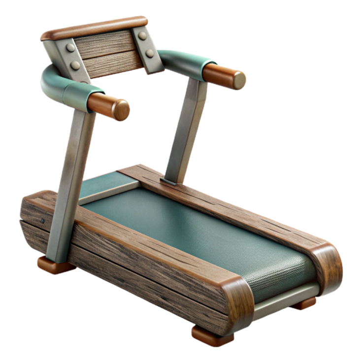 a wooden tread with a green seat