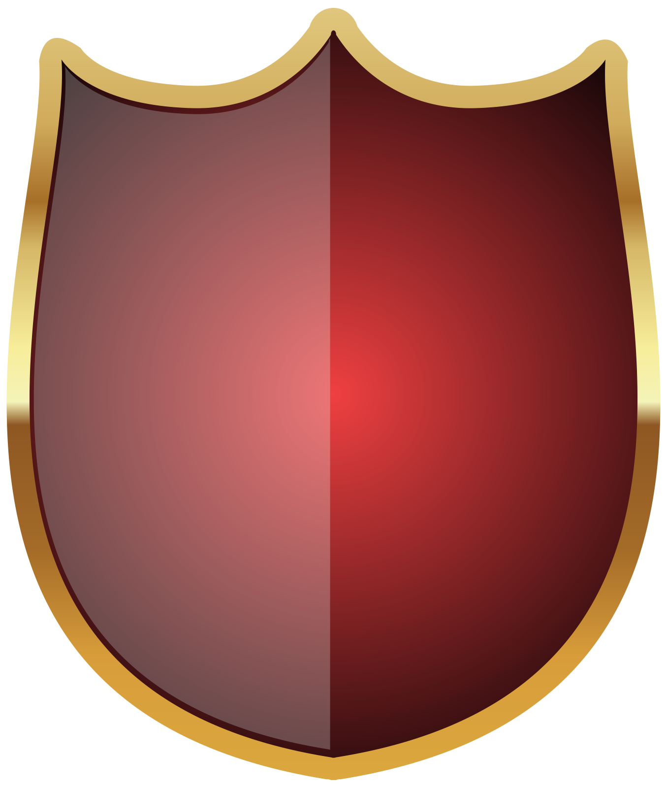 a red shield with gold trim