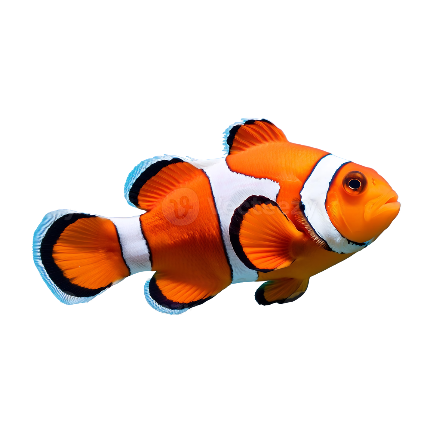 an orange clown fish on a white background