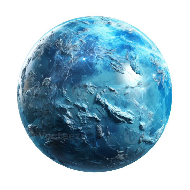 a blue planet on a white background