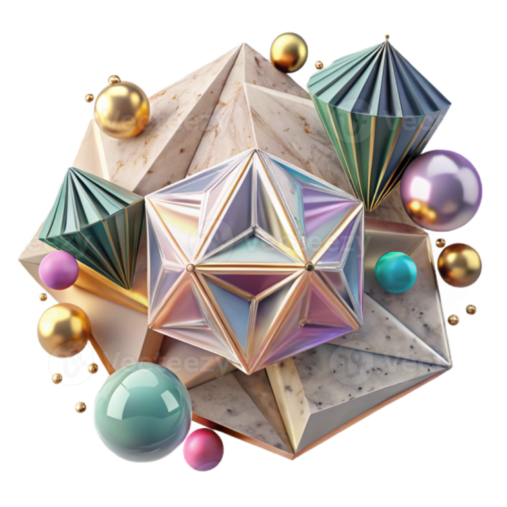 an image of a 3d object with many different shapes