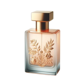 a bottle of perfume on a white background