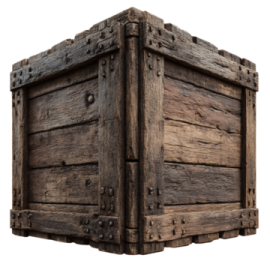 an old wooden box on a white background