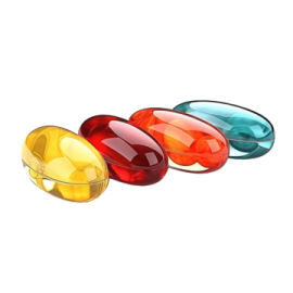 a set of three colorful glass bowls